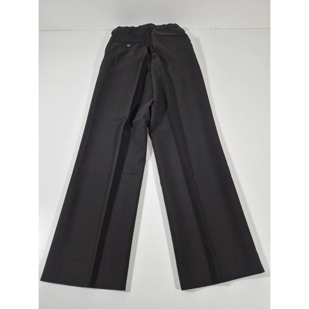 Career Gear Dress Pants Mens 28x32 Black Microfiber Flat Front Office Uniform